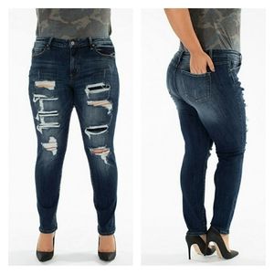 ♥️Plus Sz♥️KanCan Holly-Mesa Stretchy Distressed